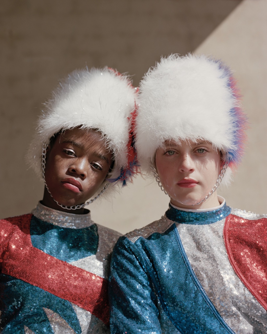 Photo of two young drum majorettes in South Africa by Alice Mann